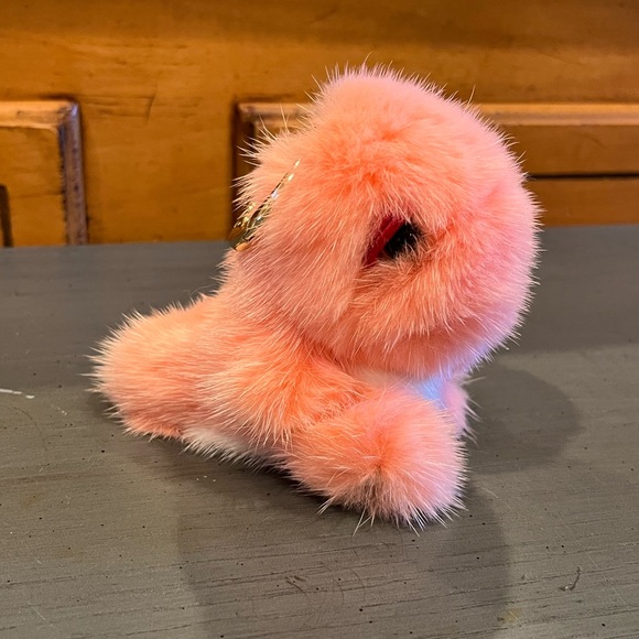 Faux Mink Fur Pink Dinosaur Keychain Bag Charm - Picture 2 of 7